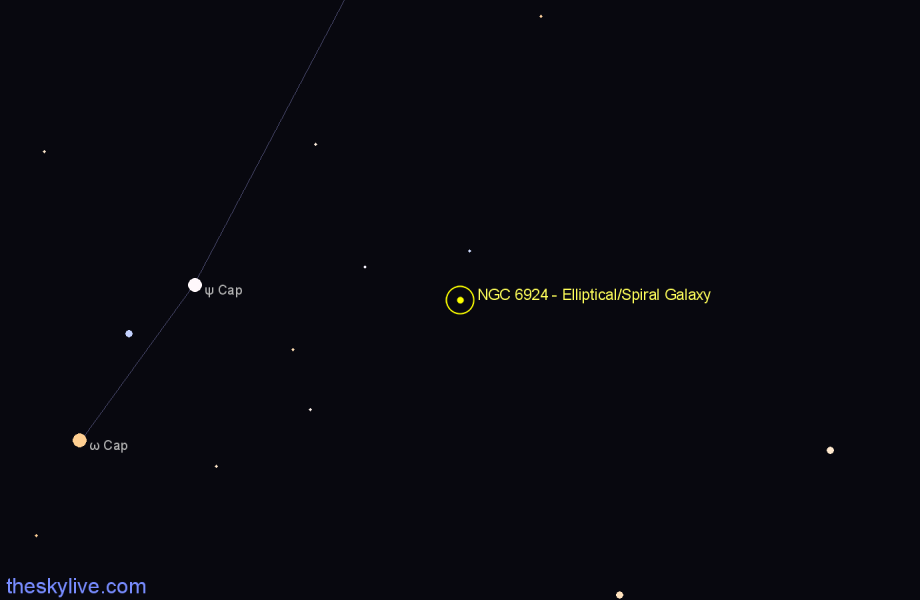 Finder chart NGC 6924 - Elliptical/Spiral Galaxy in Capricornus star