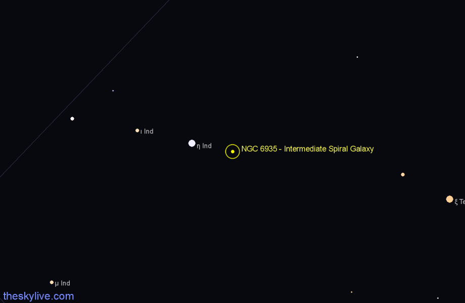 Finder chart NGC 6935 - Intermediate Spiral Galaxy in Indus star