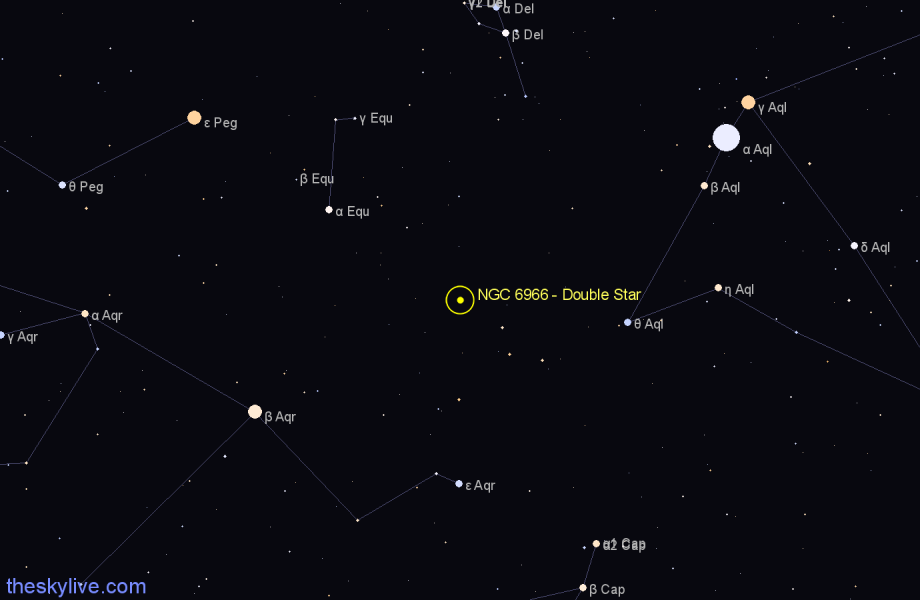 Finder chart NGC 6966 - Double Star in Aquarius star