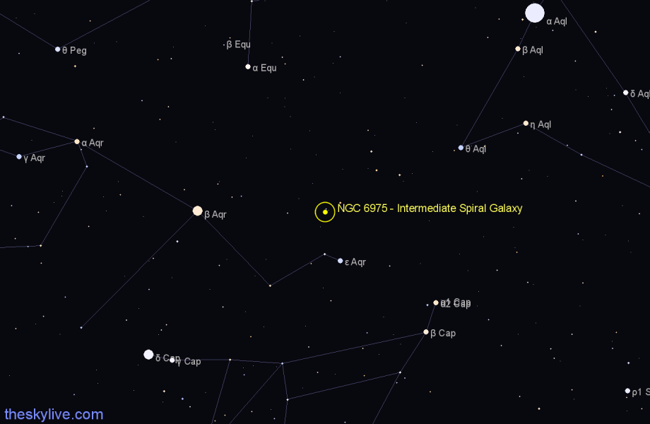 Finder chart NGC 6975 - Intermediate Spiral Galaxy in Aquarius star