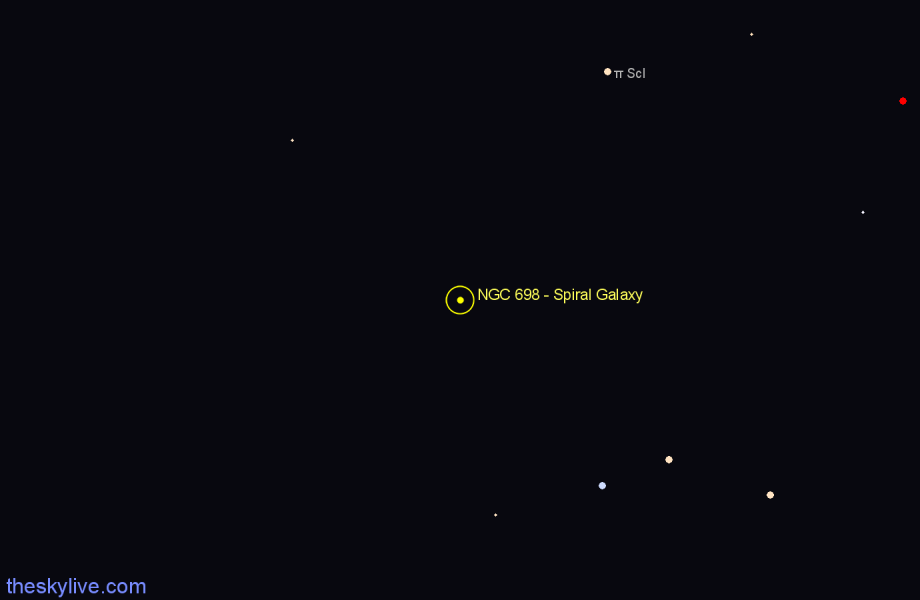 Finder chart NGC 698 - Spiral Galaxy in Fornax star