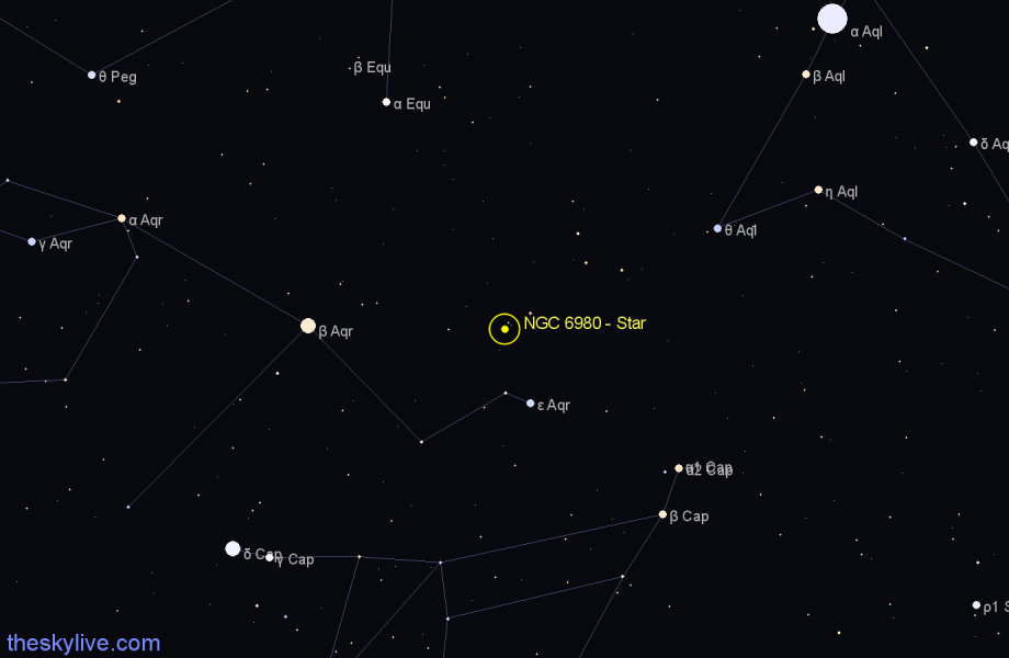 Finder chart NGC 6980 - Star in Aquarius star
