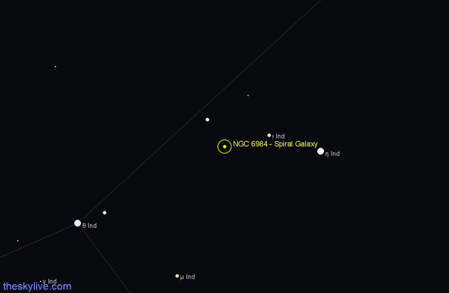 Finder chart NGC 6984 - Spiral Galaxy in Indus star