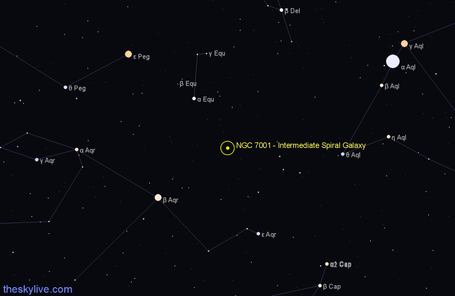 Finder chart NGC 7001 - Intermediate Spiral Galaxy in Aquarius star