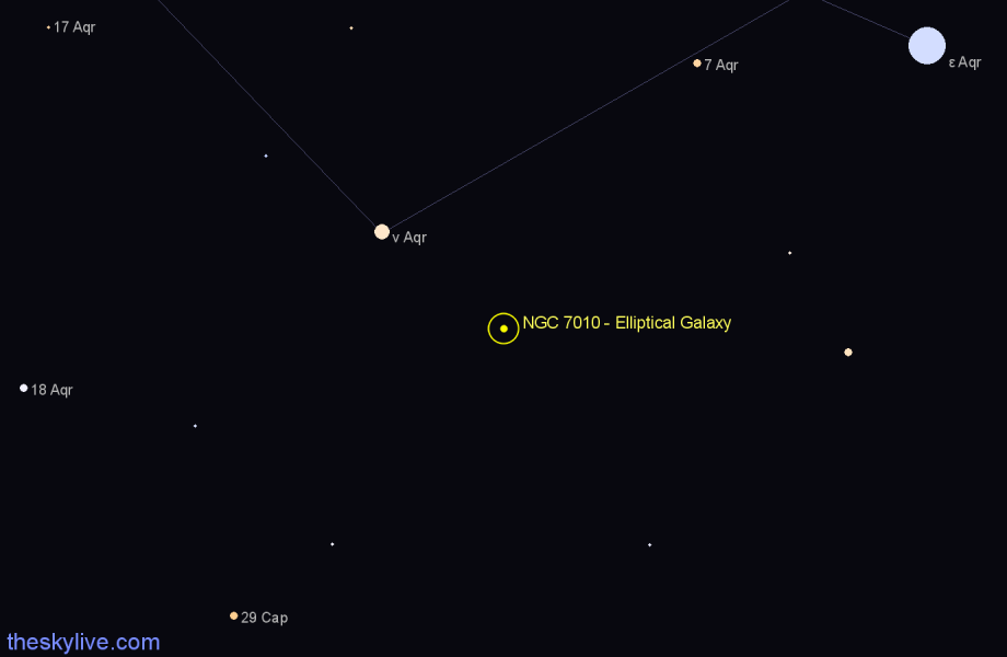 Finder chart NGC 7010 - Elliptical Galaxy in Aquarius star