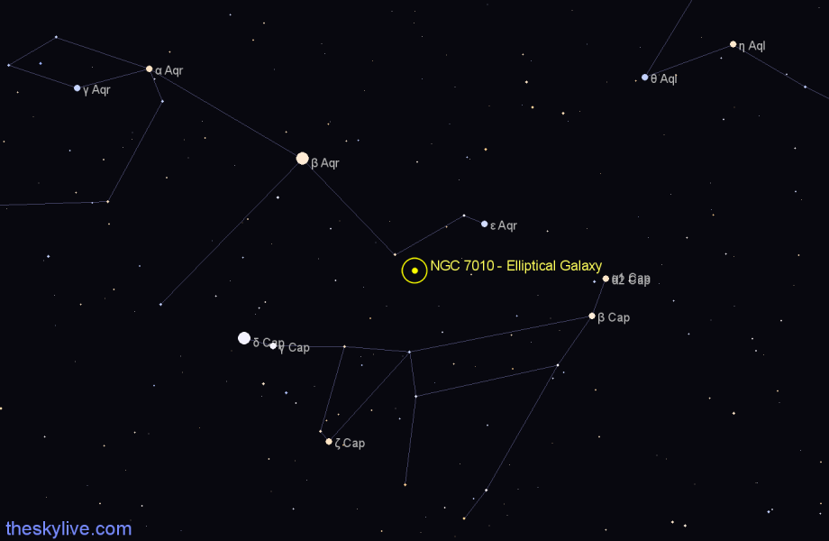 Finder chart NGC 7010 - Elliptical Galaxy in Aquarius star