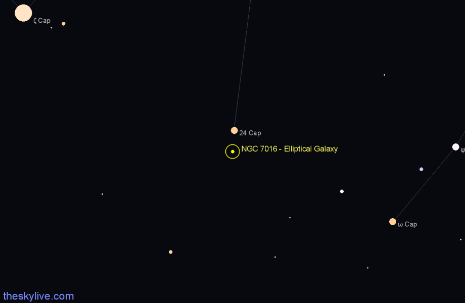 Finder chart NGC 7016 - Elliptical Galaxy in Capricornus star