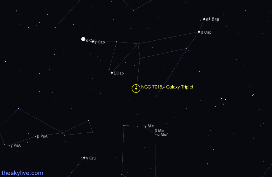 Finder chart NGC 7018 - Galaxy Triplet in Capricornus star