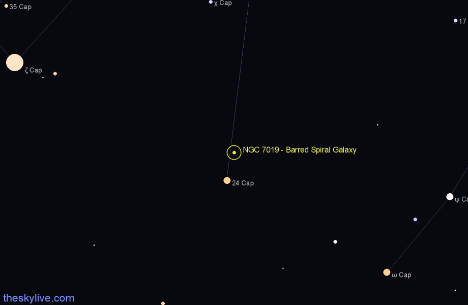 Finder chart NGC 7019 - Barred Spiral Galaxy in Capricornus star
