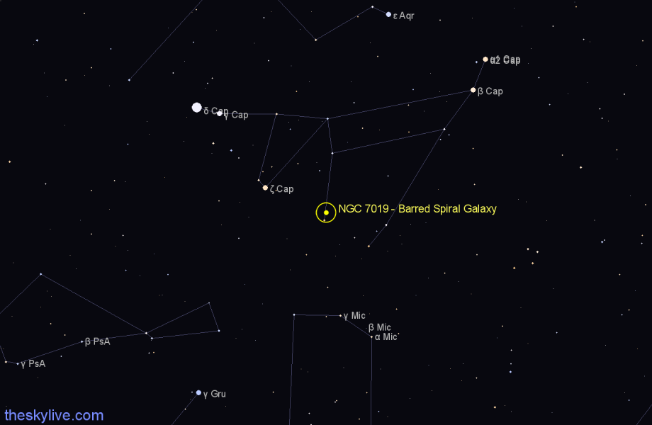 Finder chart NGC 7019 - Barred Spiral Galaxy in Capricornus star