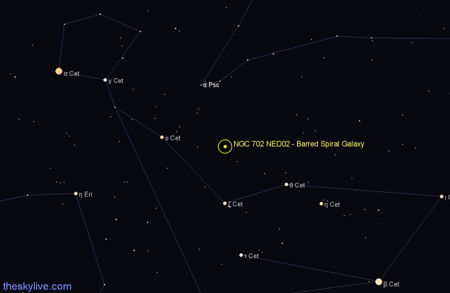 Finder chart NGC 702 NED02 - Barred Spiral Galaxy in Cetus star