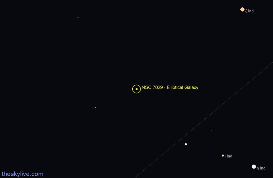 Finder chart NGC 7029 - Elliptical Galaxy in Indus star