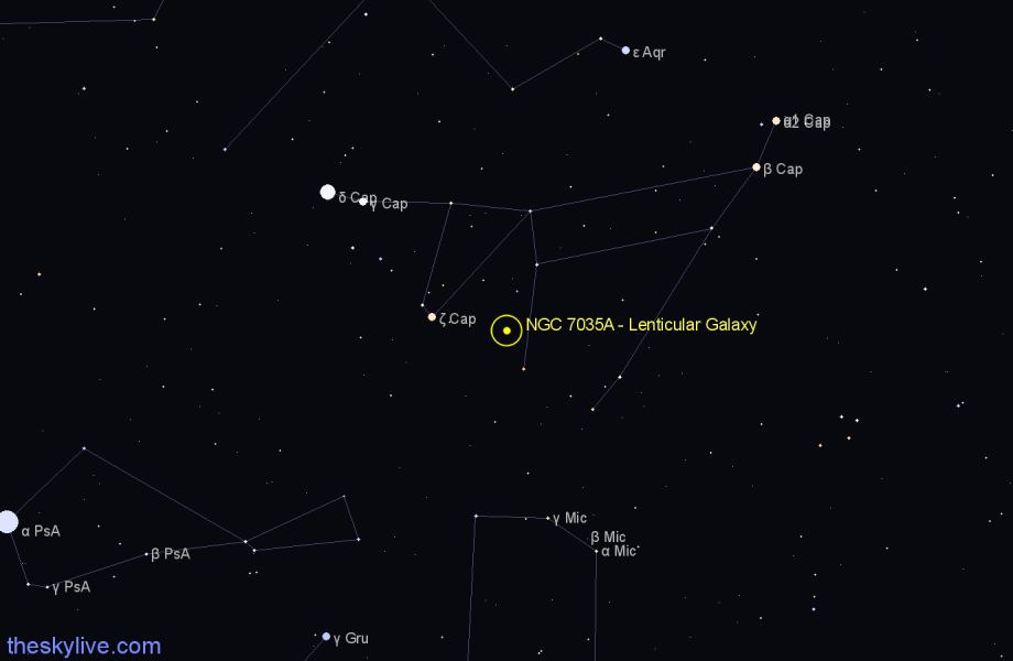 Finder chart NGC 7035A - Lenticular Galaxy in Capricornus star
