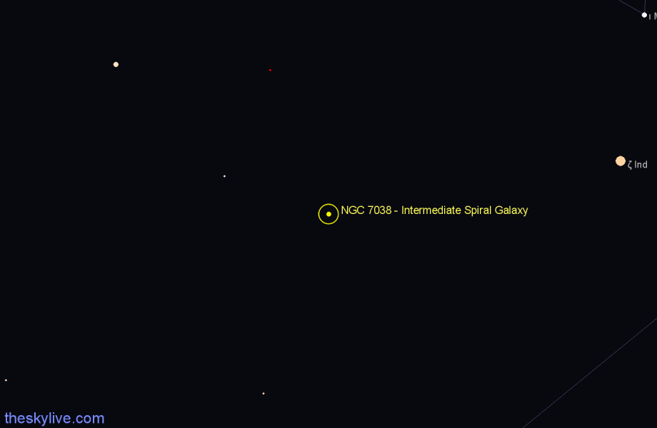 Finder chart NGC 7038 - Intermediate Spiral Galaxy in Indus star