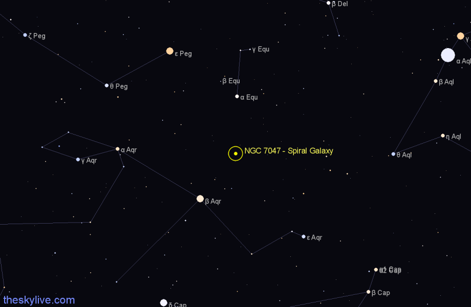 Finder chart NGC 7047 - Spiral Galaxy in Aquarius star