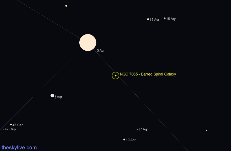 Finder chart NGC 7065 - Barred Spiral Galaxy in Aquarius star