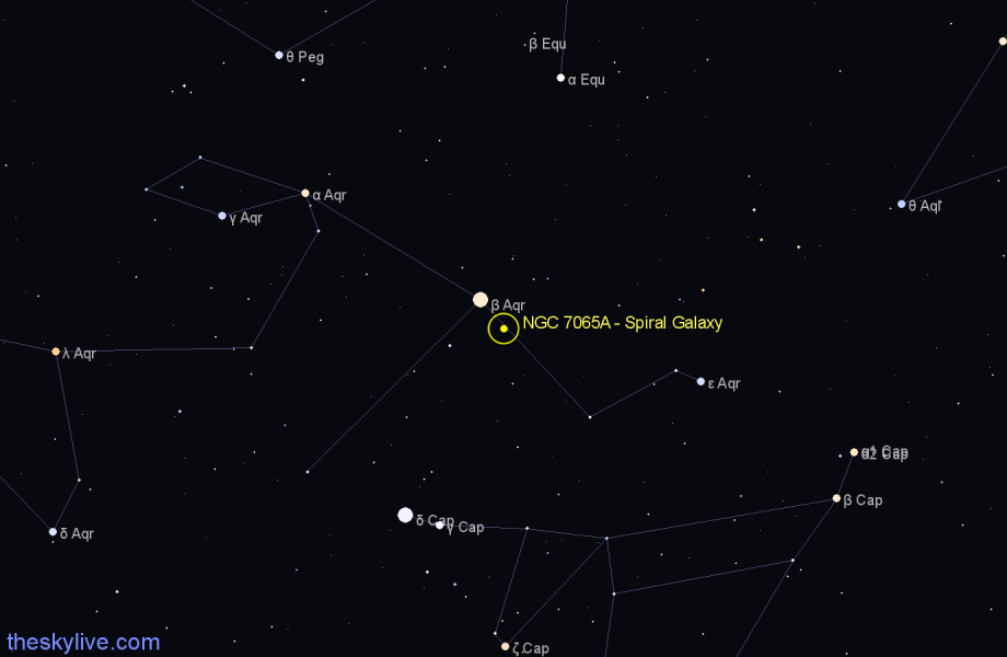 Finder chart NGC 7065A - Spiral Galaxy in Aquarius star