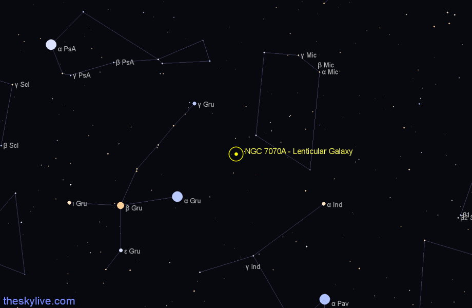 Finder chart NGC 7070A - Lenticular Galaxy in Grus star