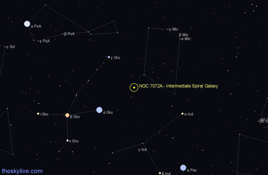 Finder chart NGC 7072A - Intermediate Spiral Galaxy in Grus star