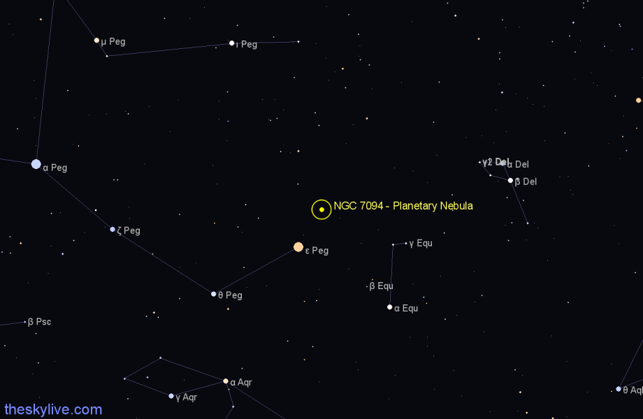 Finder chart NGC 7094 - Planetary Nebula in Pegasus star