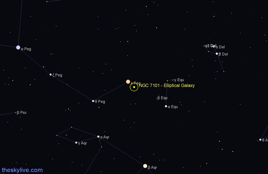 Finder chart NGC 7101 - Elliptical Galaxy in Pegasus star
