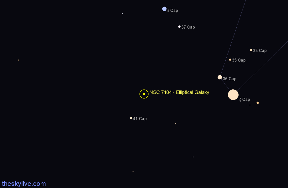 Finder chart NGC 7104 - Elliptical Galaxy in Capricornus star