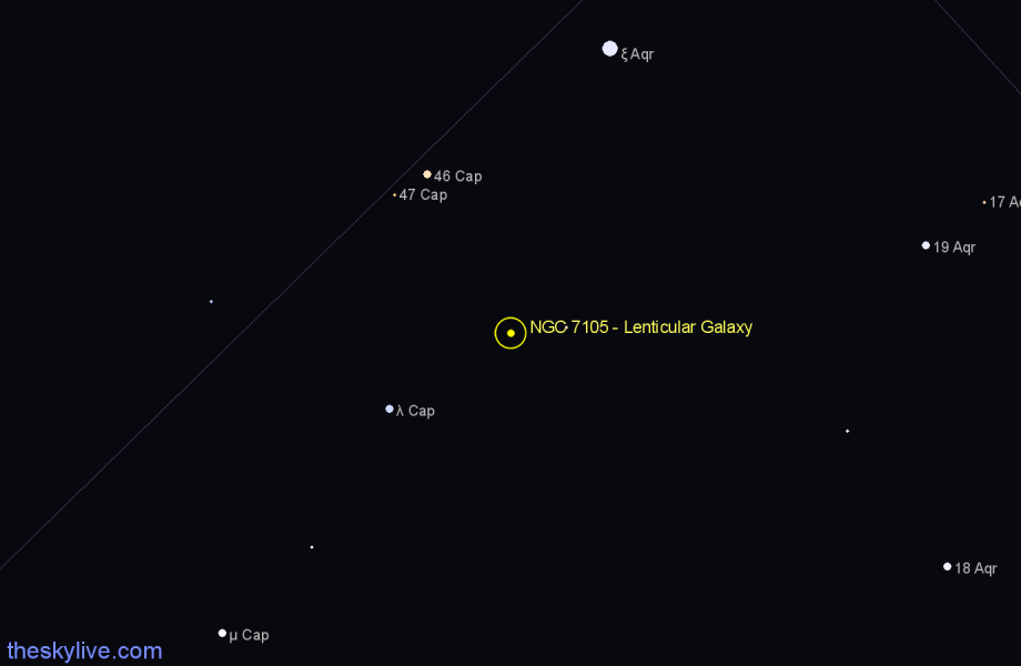 Finder chart NGC 7105 - Lenticular Galaxy in Capricornus star