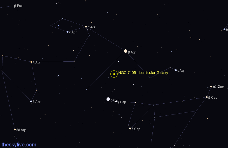 Finder chart NGC 7105 - Lenticular Galaxy in Capricornus star
