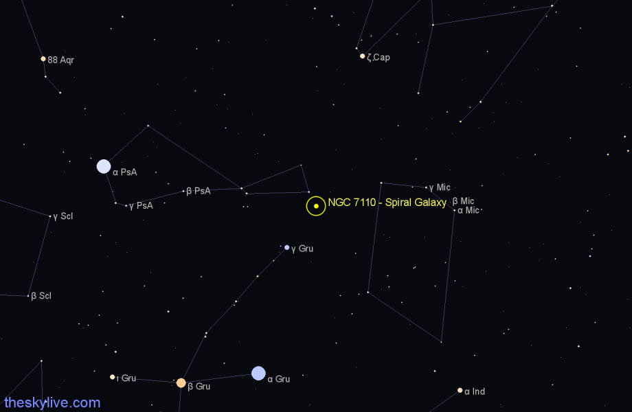 Finder chart NGC 7110 - Spiral Galaxy in Piscis Austrinus star