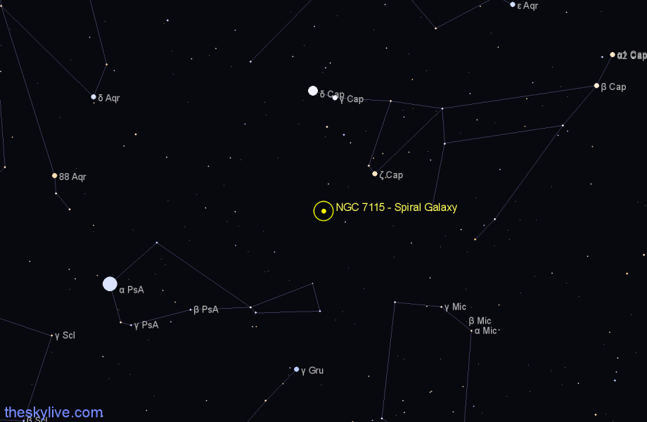 Finder chart NGC 7115 - Spiral Galaxy in Piscis Austrinus star