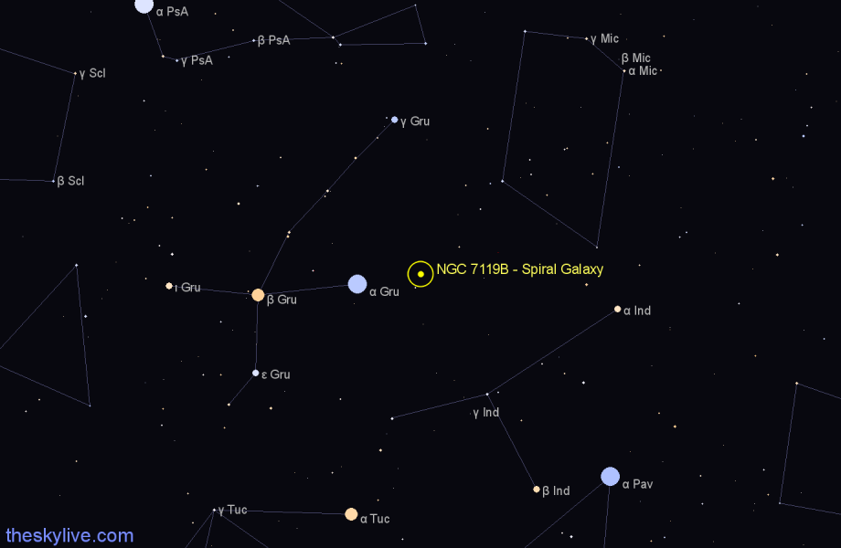 Finder chart NGC 7119B - Spiral Galaxy in Grus star