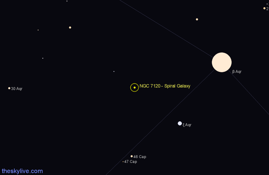 Finder chart NGC 7120 - Spiral Galaxy in Aquarius star
