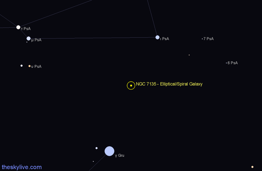 Finder chart NGC 7135 - Elliptical/Spiral Galaxy in Piscis Austrinus star