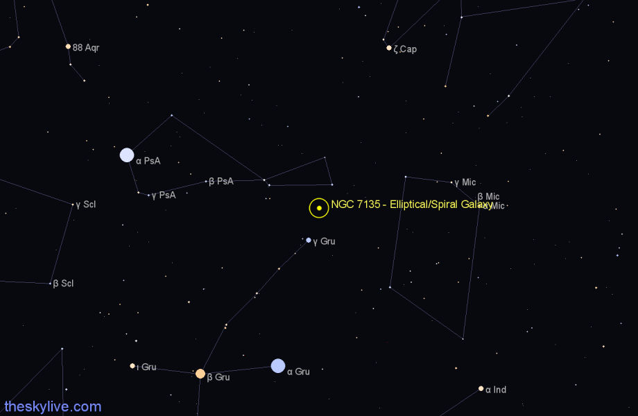 Finder chart NGC 7135 - Elliptical/Spiral Galaxy in Piscis Austrinus star