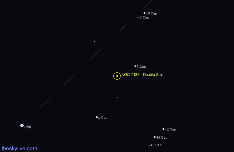 Finder chart NGC 7136 - Double Star in Capricornus star