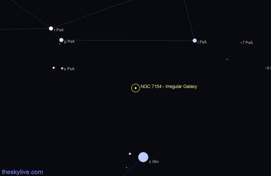 Finder chart NGC 7154 - Irregular Galaxy in Piscis Austrinus star
