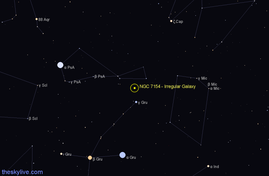 Finder chart NGC 7154 - Irregular Galaxy in Piscis Austrinus star