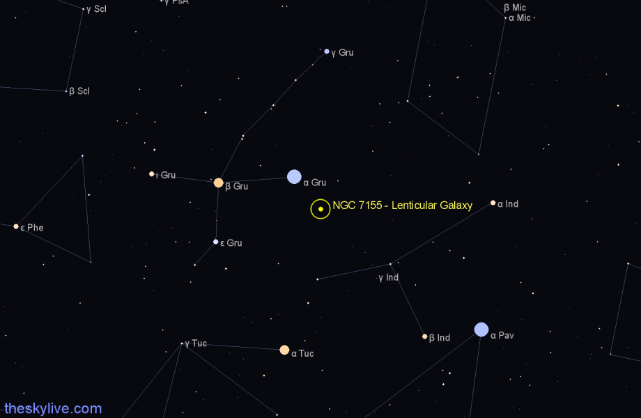 Finder chart NGC 7155 - Lenticular Galaxy in Indus star