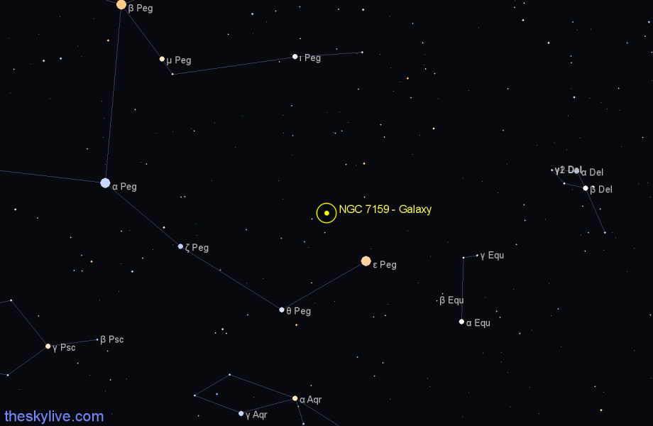 Finder chart NGC 7159 - Galaxy in Pegasus star