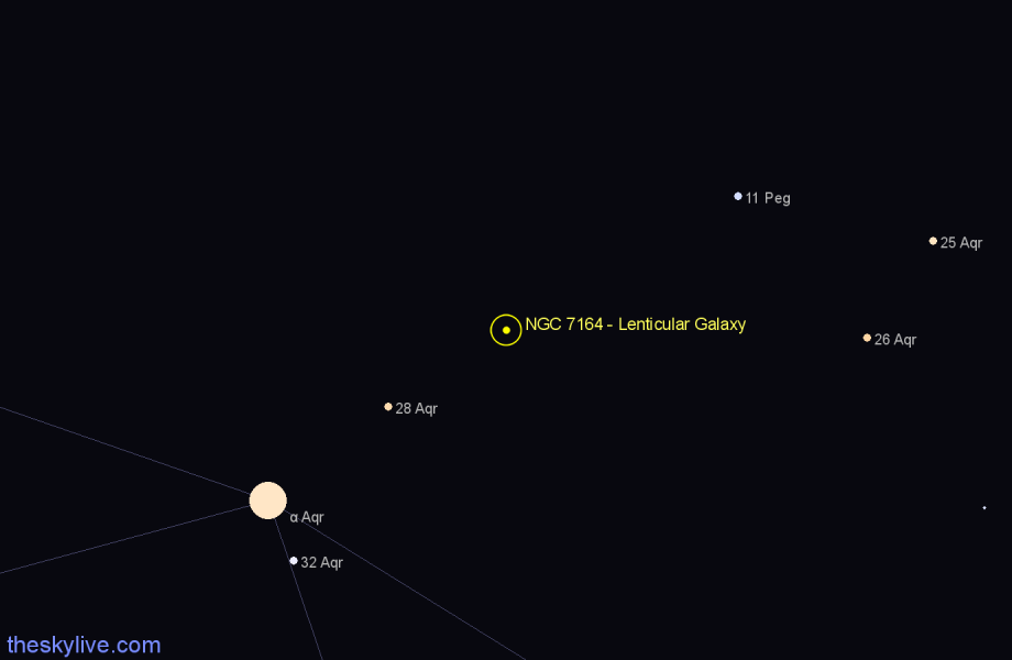 Finder chart NGC 7164 - Lenticular Galaxy in Aquarius star