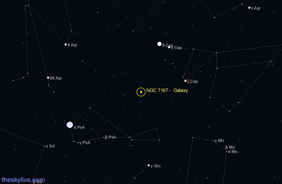 Finder chart NGC 7167 - Galaxy in Aquarius star