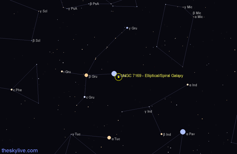 Finder chart NGC 7169 - Elliptical/Spiral Galaxy in Grus star