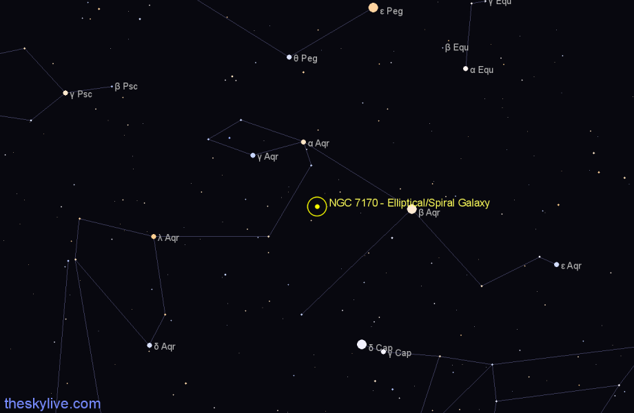 Finder chart NGC 7170 - Elliptical/Spiral Galaxy in Aquarius star