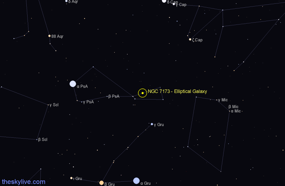 Finder chart NGC 7173 - Elliptical Galaxy in Piscis Austrinus star