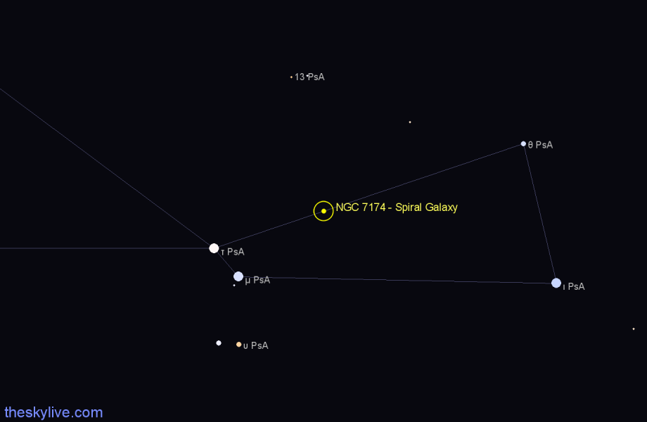 Finder chart NGC 7174 - Spiral Galaxy in Piscis Austrinus star