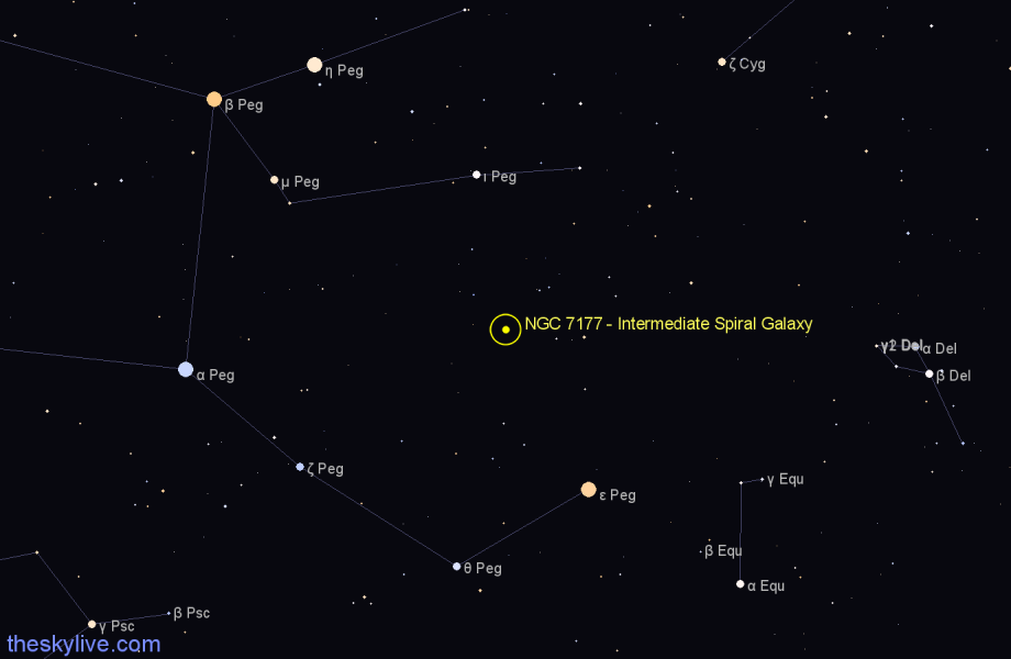 Finder chart NGC 7177 - Intermediate Spiral Galaxy in Pegasus star