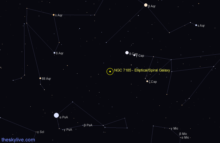 Finder chart NGC 7185 - Elliptical/Spiral Galaxy in Aquarius star