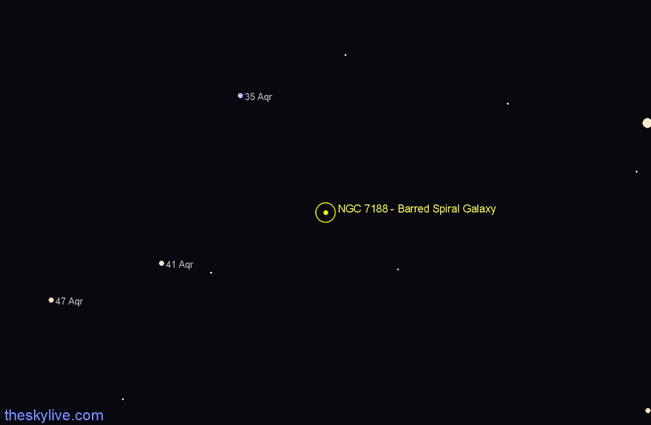 Finder chart NGC 7188 - Barred Spiral Galaxy in Aquarius star
