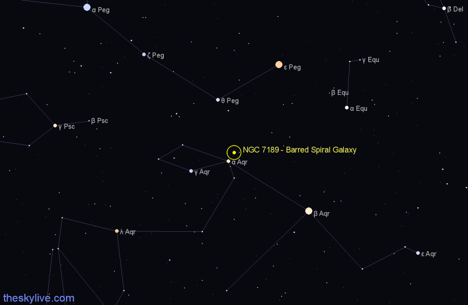 Finder chart NGC 7189 - Barred Spiral Galaxy in Aquarius star