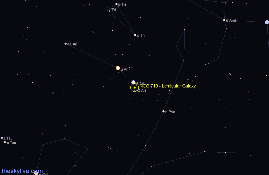 Finder chart NGC 719 - Lenticular Galaxy in Aries star